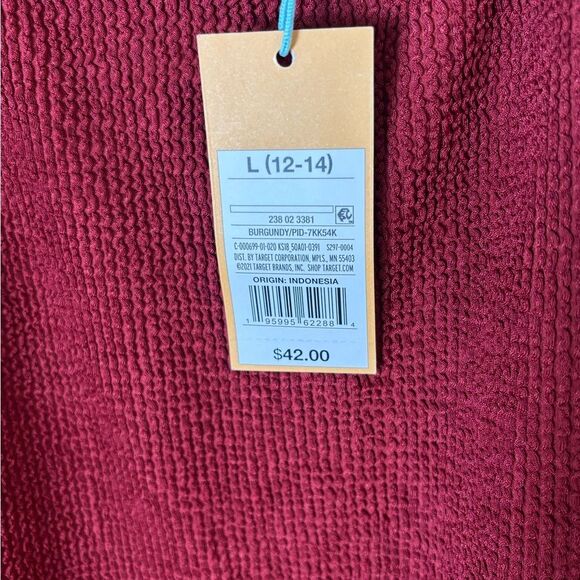 Kona Sol red textured ribbed one piece swim suit size L NWT Medium Coverage - Picture 5 of 8